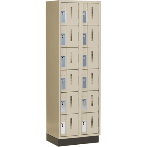 Concorde Heavy-Duty Lockers, 6 -tier, Bank of 2, 24" x 18" x 76", Steel, Beige, Welded (Assembled) Dufferin Supply