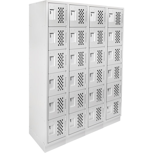 Assembled Clean Line Perforated Economy Lockers, 6 -tier, Bank of 4, 18" x 72" x 12", Steel Dufferin Supply
