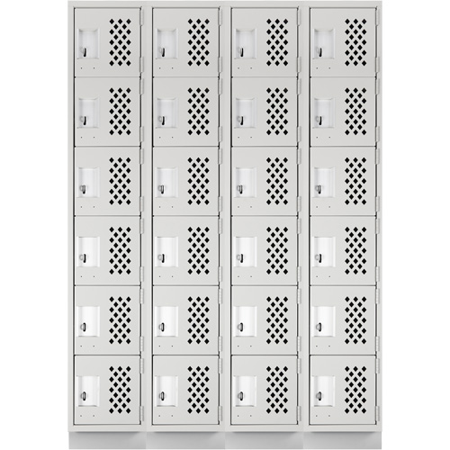 Assembled Clean Line Perforated Economy Lockers, 6 -tier, Bank of 4, 18" x 72" x 12", Steel Dufferin Supply