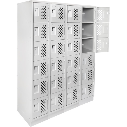 Assembled Clean Line Perforated Economy Lockers, 6 -tier, Bank of 4, 18" x 72" x 12", Steel Dufferin Supply