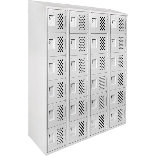 Assembled Clean Line Perforated Economy Lockers, 6 -tier, Bank of 4, 18" x 72" x 12", Steel Dufferin Supply