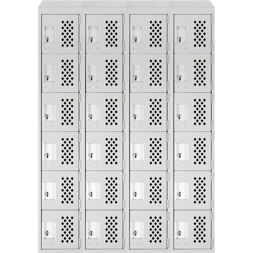 Assembled Clean Line Perforated Economy Lockers, 6 -tier, Bank of 4, 18" x 72" x 12", Steel Dufferin Supply