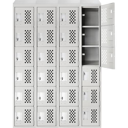 Assembled Clean Line Perforated Economy Lockers, 6 -tier, Bank of 4, 18" x 72" x 12", Steel Dufferin Supply