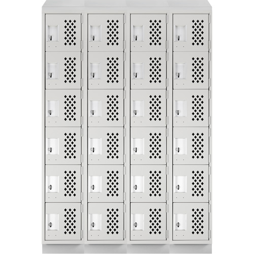 Assembled Clean Line Perforated Economy Lockers, 6 -tier, Bank of 4, 18" x 72" x 12", Steel Dufferin Supply