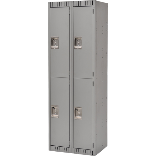 Lockers, 2 -tier, Bank of 2, 24" x 18" x 72", Steel, Grey, Knocked Down Dufferin Supply