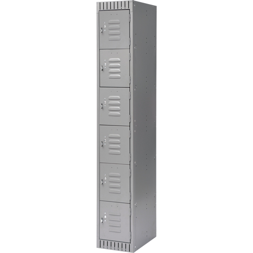 Lockers, 6 -tier, 12" x 18" x 72", Steel, Grey, Knocked Down Dufferin Supply