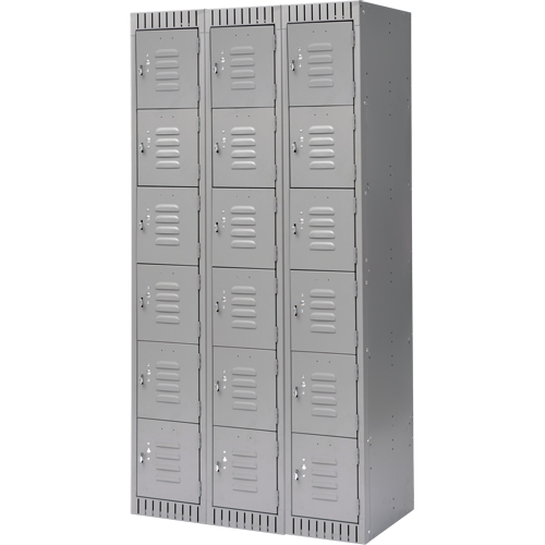 Casiers, 6 niveaux, Bloc de 3, 36" x 18" x 72", Acier, Gris, D&eacute;mont&eacute; Dufferin Supply