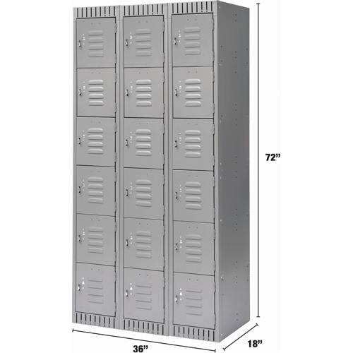 Casiers, 6 niveaux, Bloc de 3, 36" x 18" x 72", Acier, Gris, D&eacute;mont&eacute; Dufferin Supply