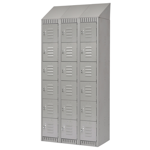 Lockers, 6 -tier, Bank of 3, 36" x 18" x 82", Steel, Grey, Knocked Down Dufferin Supply