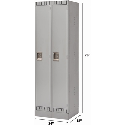 Lockers, Bank of 2, 24" x 18" x 76", Steel, Grey, Knocked Down Dufferin Supply