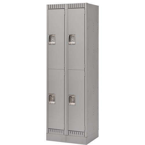 Casiers assembl&eacute;s, 2 niveaux, Bloc de 2, 24" x 18" x 72", Acier, Gris, Rivet (assembl&eacute;) Dufferin Supply