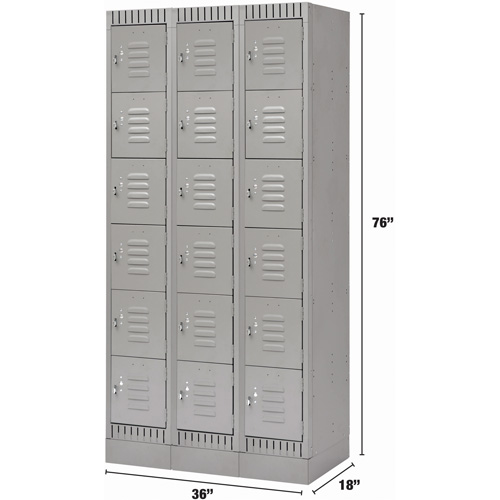 Casiers, 6 niveaux, Bloc de 3, 36" x 18" x 76", Acier, Gris, D&eacute;mont&eacute; Dufferin Supply