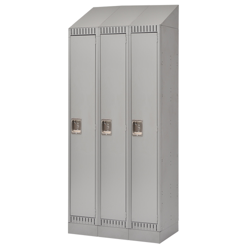 Lockers, Bank of 3, 36" x 18" x 86", Steel, Grey, Knocked Down Dufferin Supply