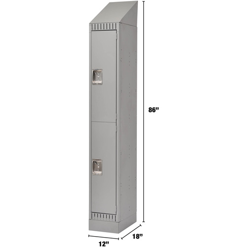 Lockers, 2 -tier, 12" x 18" x 86", Steel, Grey, Knocked Down Dufferin Supply