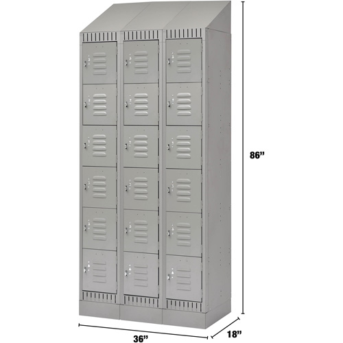 Casiers, 6 niveaux, Bloc de 3, 36" x 18" x 86", Acier, Gris, D&eacute;mont&eacute; Dufferin Supply