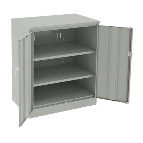 Deluxe Counter High Cabinet, Steel, 2 Shelves, 42" H x 36" W x 24" D, Light Grey Dufferin Supply