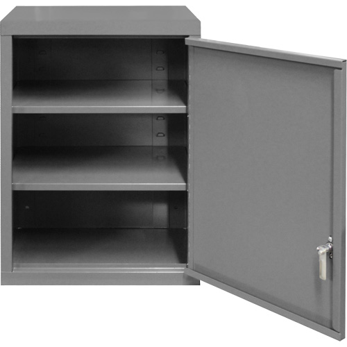Wall-Mounted Cabinet, 27" H x 13-11/16" W x 18" D, 2 Shelves, Steel, Grey Dufferin Supply