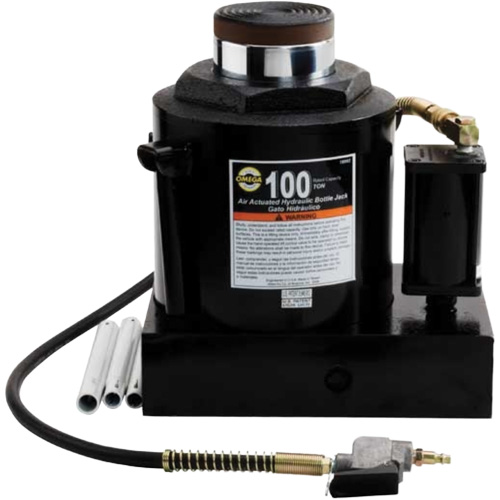 Air Actuated Bottle Jack, 100 Ton(s), Air Hydraulic/Manual Hydraulic, 17-22/25" Raised Height Dufferin Supply