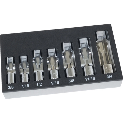 Jeu de douilles pour &eacute;crous &eacute;vas&eacute;s SAE avec plateau en mousse, 7 Morceaux, Prise de 3/8" Dufferin Supply