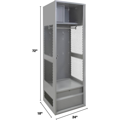 Gear Locker, Steel, 24" W x 18" D x 72" H, Grey Dufferin Supply