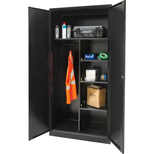 Combination Storage Cabinet, 36" W x 18" D x 72" H, Black Dufferin Supply