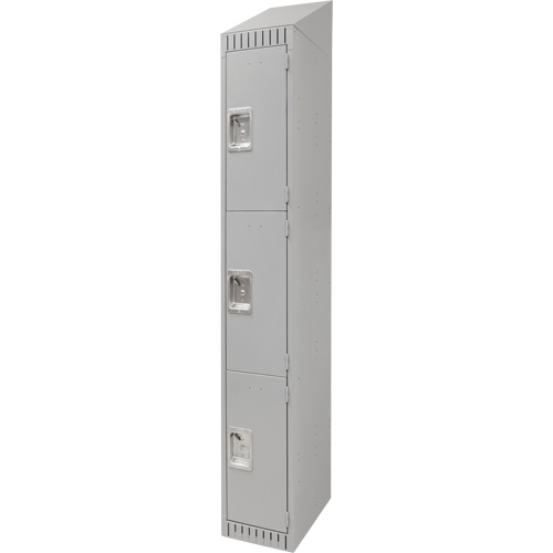 Lockers, 3 -tier, 12" x 18" x 82", Steel, Grey, Knocked Down Dufferin Supply