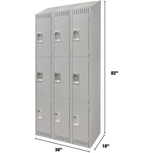 Casiers, 3 niveaux, Bloc de 3, 36" x 18" x 82", Acier, Gris, D&eacute;mont&eacute; Dufferin Supply
