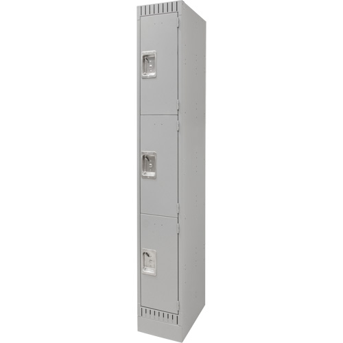 Lockers, 3 -tier, 12" x 18" x 76", Steel, Grey, Knocked Down Dufferin Supply