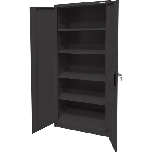 Armoire d'entreposage, Acier, 4 Tablettes, 66" h x 30" la x 15" P, Noir Dufferin Supply