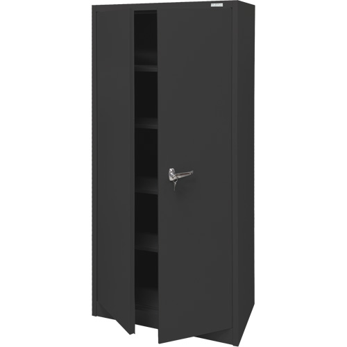 Armoire d'entreposage, Acier, 4 Tablettes, 66" h x 30" la x 15" P, Noir Dufferin Supply