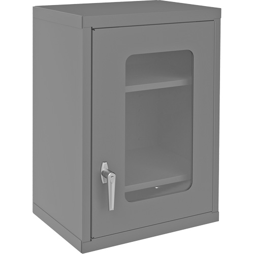 Wall-Mountable Storage Cabinet with Clearview Doors, 26-15/16" H x 18-1/8" W x 13-11/16" D, 2 Shelves, Steel, Grey Dufferin Supply