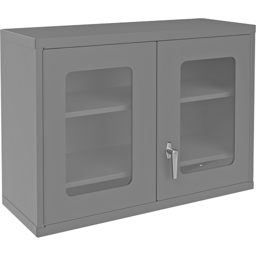 Wall-Mountable Storage Cabinet with Clearview Doors, 26-15/16" H x 35-7/8" W x 13-11/16" D, 2 Shelves, Steel, Grey Dufferin Supply