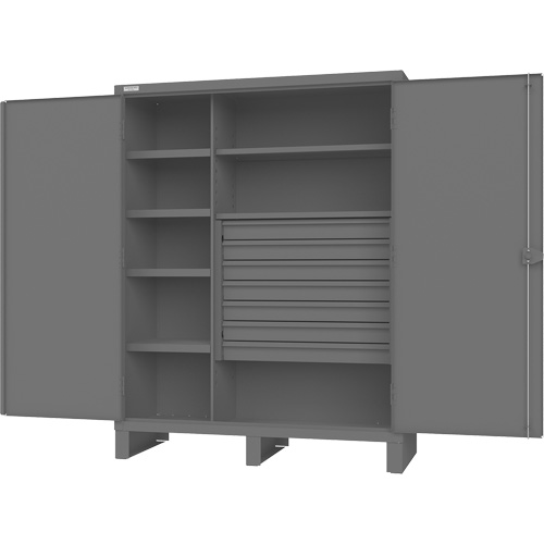 Wardrobe Cabinet with Standard Recessed Doors, Steel, 60" W x 24" D x 78" H, Grey Dufferin Supply