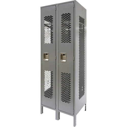Vented Lockers, Bank of 2, 24" x 18" x 78", Steel, Grey, Knocked Down, Perforated Dufferin Supply