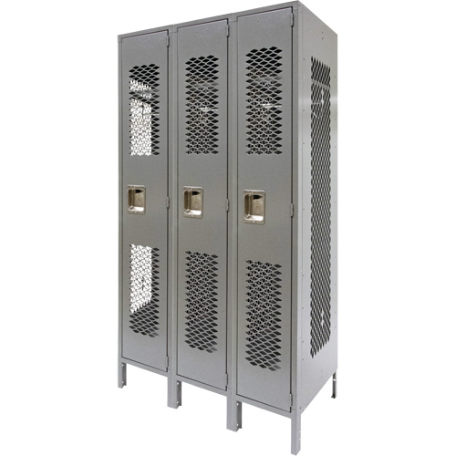 Casiers ventil&eacute;s, Bloc de 3, 36" x 18" x 78", Acier, Gris, D&eacute;mont&eacute;, Perfor&eacute; Dufferin Supply