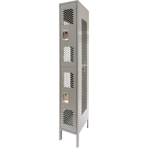 Casiers ventil&eacute;s, 2 niveaux, 12" x 18" x 78", Acier, Gris, D&eacute;mont&eacute;, Perfor&eacute; Dufferin Supply