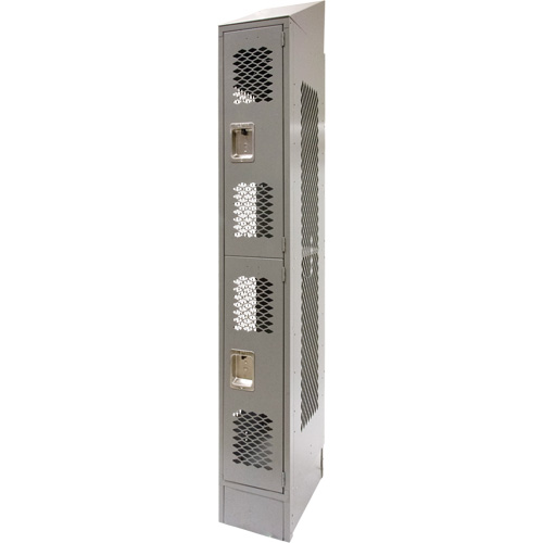 Casiers ventil&eacute;s, 2 niveaux, 12" x 18" x 88", Acier, Gris, D&eacute;mont&eacute;, Perfor&eacute; Dufferin Supply