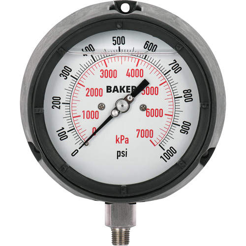 Manom&egrave;tre,  4-1/2", 0 - 1000 psi, Fixation inf&eacute;rieure, Analogique rempli de liquide Dufferin Supply