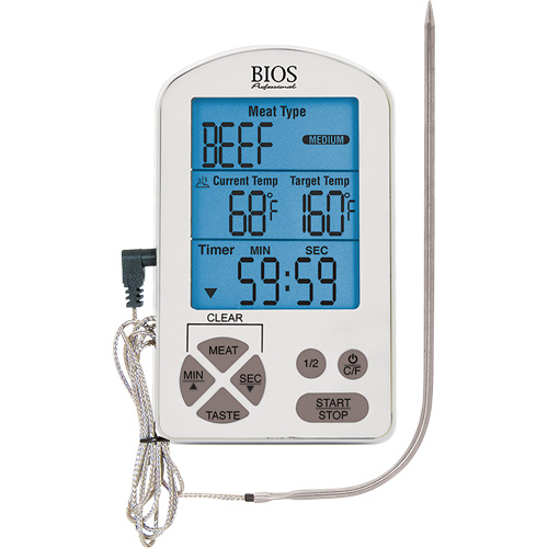 Thermom&egrave;tre &agrave; viande haute de gamme et minuterie, Contact, Num&eacute;rique, -4-122°F ( -20-50°C) Dufferin Supply