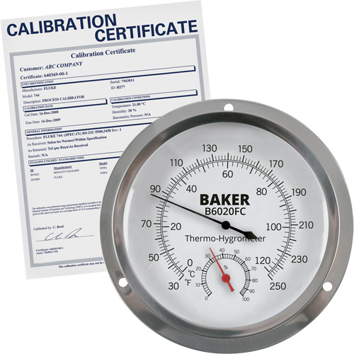 Dial Thermo-Hygrometer with ISO Certificate, 0% - 100% RH, 30 - 250°F (0 - 120°C) Dufferin Supply