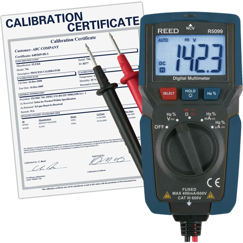 Multim&egrave;tre compact avec mesure de tension sans contact et certificat de calibration, Tension c.a./c.c., Courant c.a./c.c. Dufferin Supply