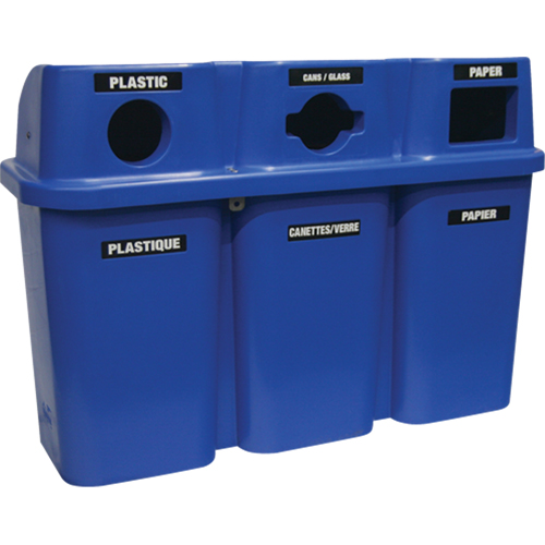 Recycling Containers Bullseye, Curbside, Plastic, 3 x 22 US Gal. Dufferin Supply