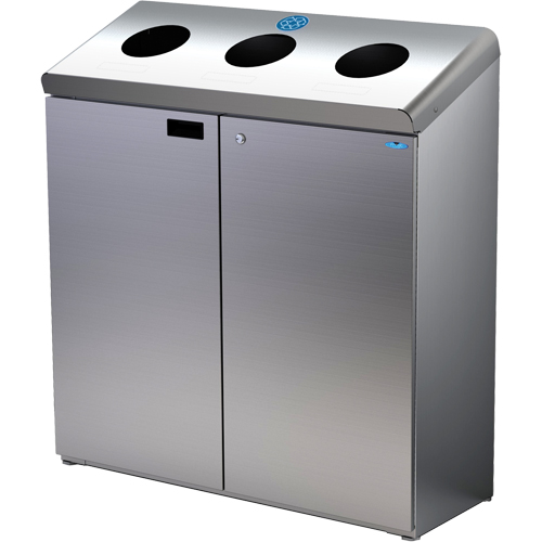 Floor Standing Recycling Station, Bulk, Stainless Steel, 42 gal. Dufferin Supply