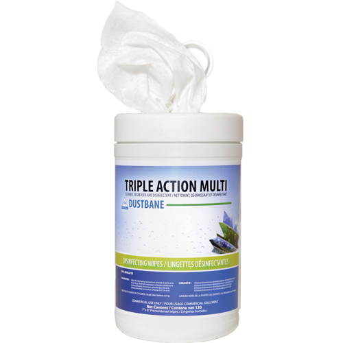 Triple Action Multi Disinfecting Wipes, 7" x 8", 120 Count Dufferin Supply
