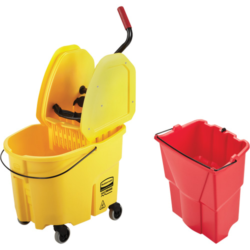 WaveBrake&reg; Mop Bucket & Wringer Combo Pack, Down Press, 8.75 US Gal.(35 Quart), Yellow Dufferin Supply