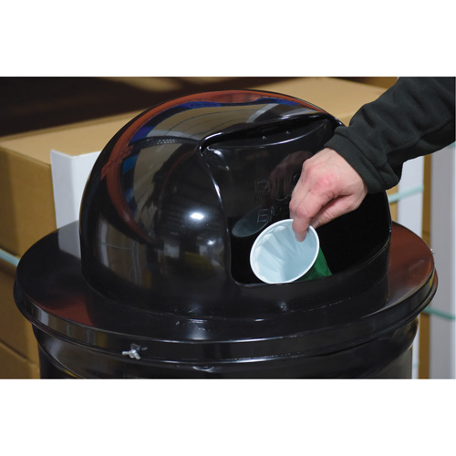 Drum Waste Disposal Top, Dome Lid, Metal, Fits Container Size: 23-1/2" Dia. Dufferin Supply