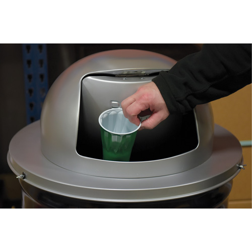 Drum Waste Disposal Top, Dome Lid, Metal, Fits Container Size: 23-1/2" Dia. Dufferin Supply