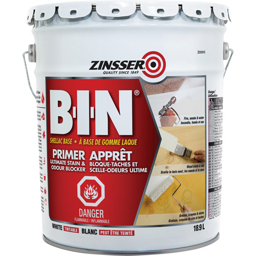 Appr&ecirc;t-scellant &agrave; base de gomme-laque B-I-N, 18,9 L, Seau, Blanc teintable Dufferin Supply