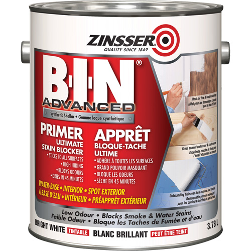 Appr&ecirc;t avanc&eacute; &agrave; base de gomme-laque synth&eacute;tique B-I-N, 3,78 L, Gallon, Blanc brillant teintable Dufferin Supply