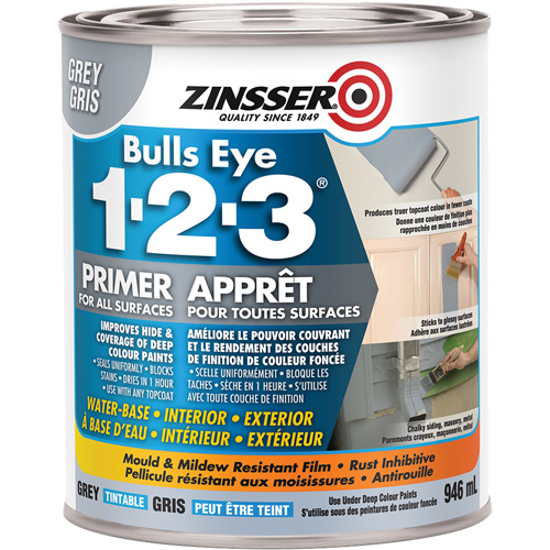 Appr&ecirc;t &agrave; base d'eau Bulls Eye 1-2-3, 946 ml, Canette, Gris Dufferin Supply